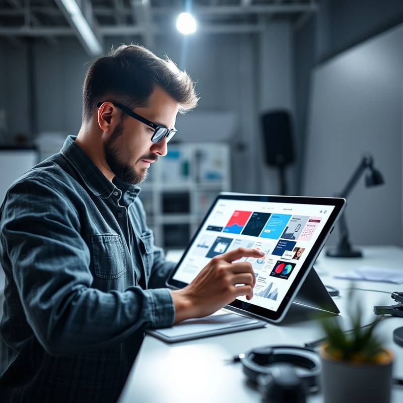 A graphic designer working on a design project on a tablet, representing a graphic design course