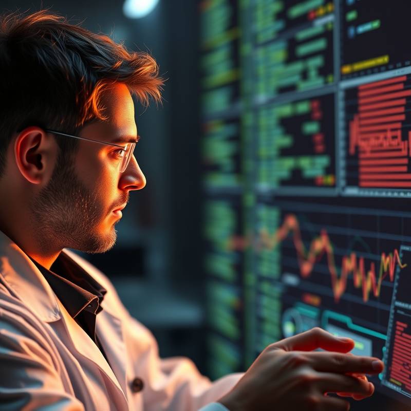Data scientist working on a complex dataset visualization, representing career opportunities in data science
