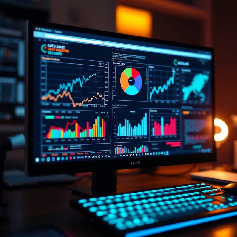 Data visualization charts on a computer screen, illustrating a data science course