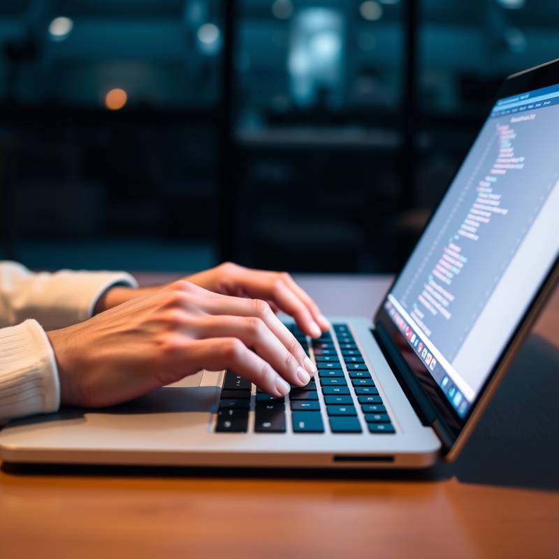 Hands typing on a laptop, representing a web development course